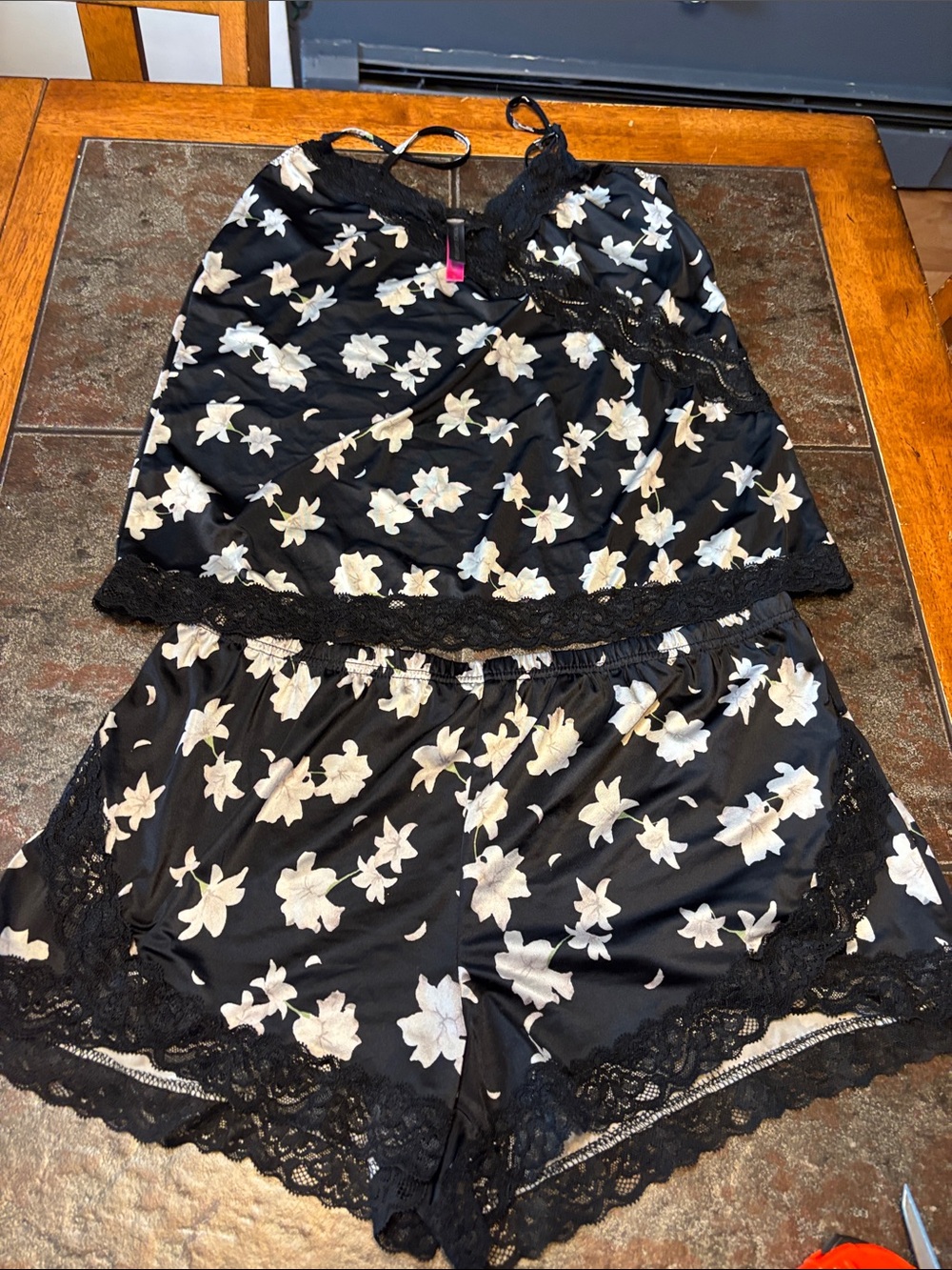 Vince Camuto Black & White Floral Lace Cami and Short Sleep Set